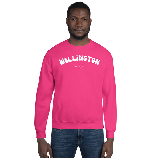 Pink Sweatshirt Gildan 18000 White Logo