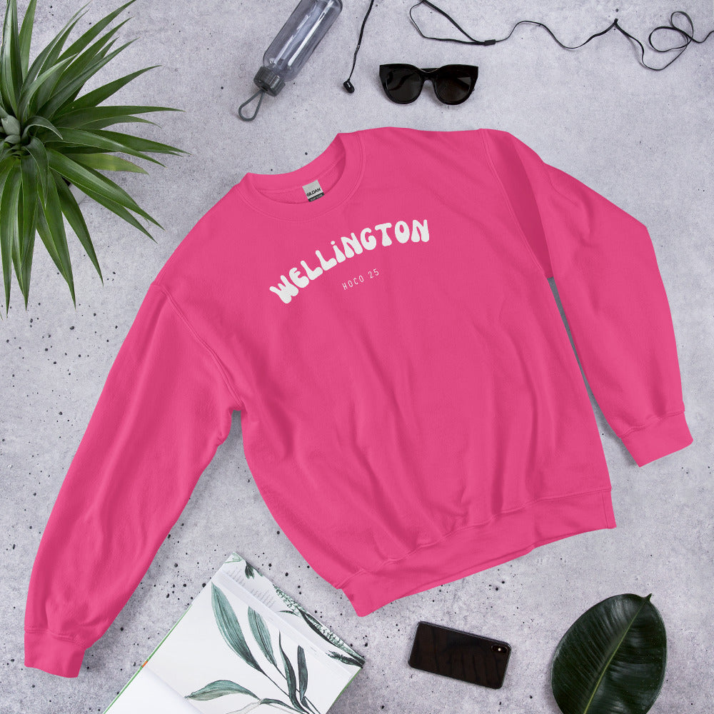 Pink Sweatshirt Gildan 18000 White Logo